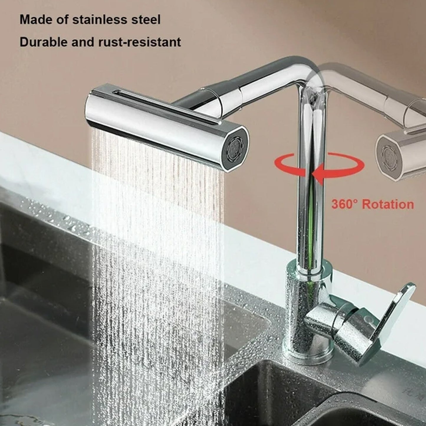360Ã‚Â° Rotating Waterfall Kitchen Faucet Ã¢â‚¬â€œ Touch & Swivel Sink Extender (4 In 1 )