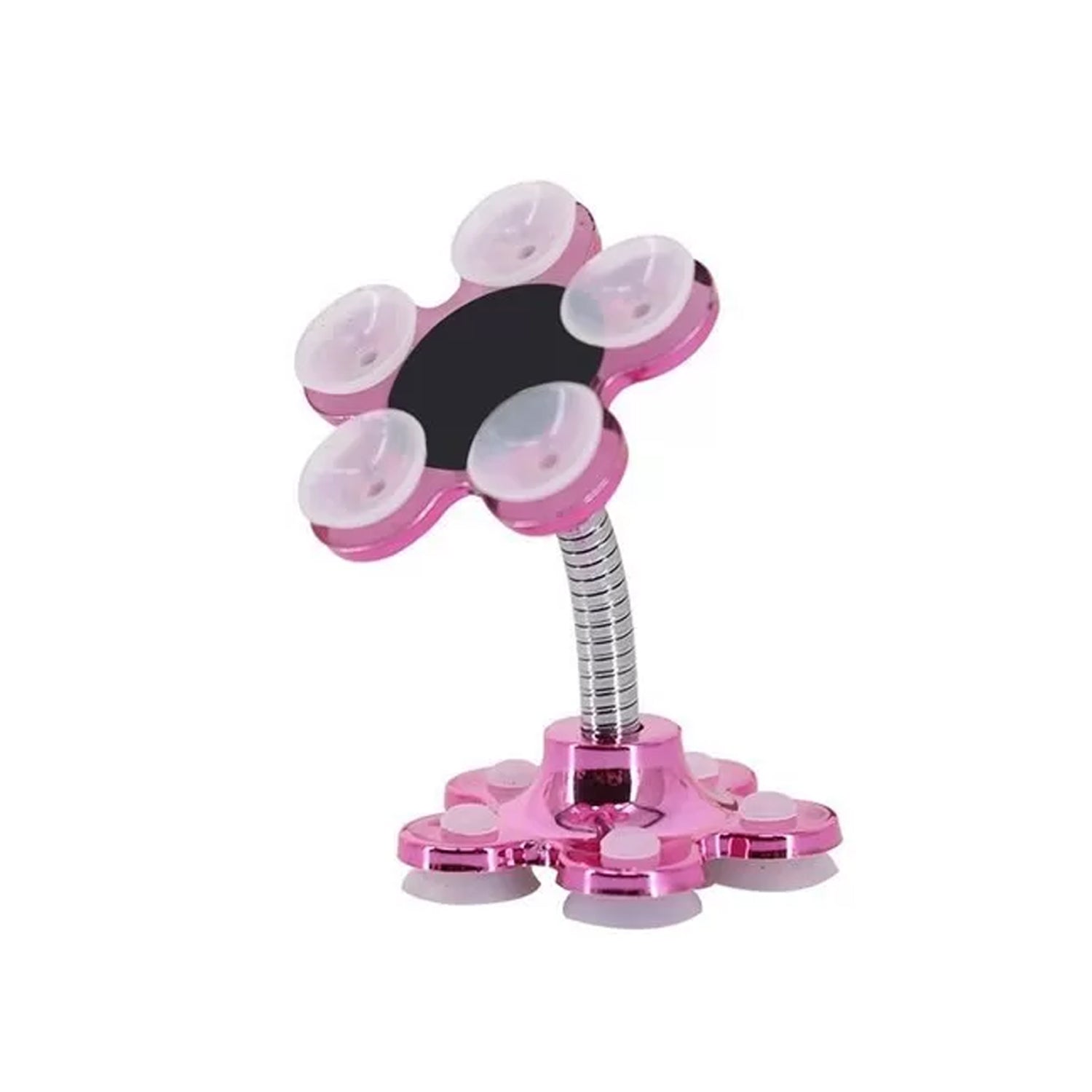 Double-sided suction cup phone holder 360Â° rotation.