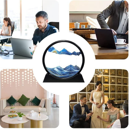 3D Moving Sand Art Ã¢â‚¬â€œ Liquid Motion Deep Sea Sandscape with Round Glass Frame (1 Pc)