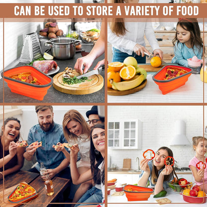 Reusable Expandable Pizza Storage Container with 5 Microwavable Trays Ã¢â‚¬â€œ Adjustable for Home & Outdoor Use