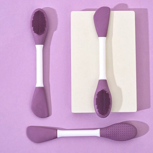 Double-Headed Silicone Mask Brush Ã¢â‚¬â€œ Facial Cleansing & Mask Application Tool (1 Pc)