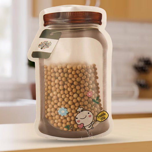Plastic Transparent Big Jar Shaped Pouch With Zipper (2 Pc)
