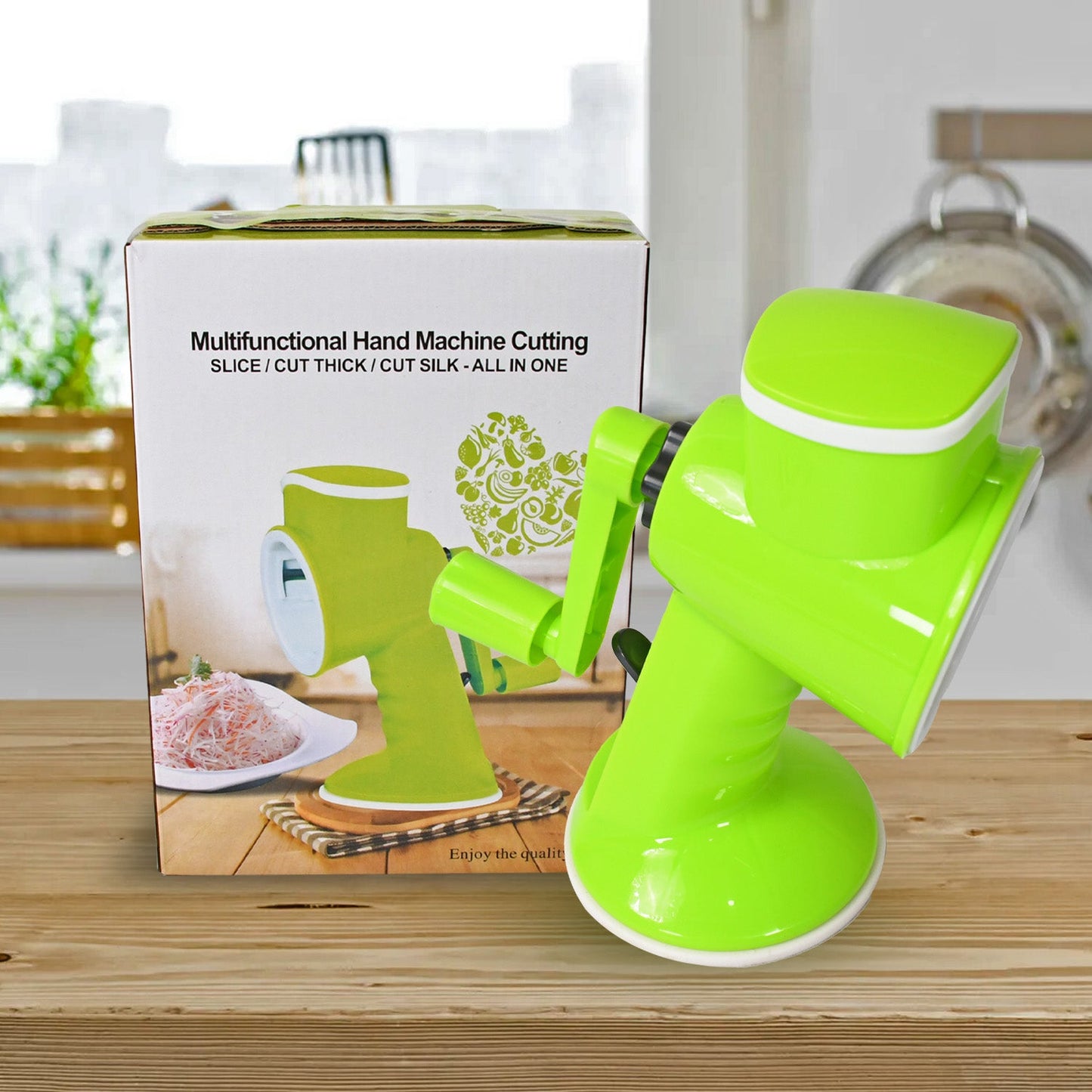 6 in 1 Multi functional Vegetable Cutter & Slicer Hand Machine Cutting, Slice, Cut Thick, Cut Silk All in one Ã¢â‚¬â€œVegetable Chopper Cutter & Slicing Cutter Barrel - Vegetable Grater with 6 Removable Blades
