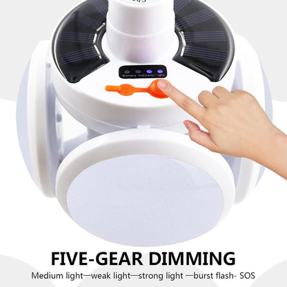 Solar Multi-Functional Emergency LED Light Ã¢â‚¬â€œ USB Rechargeable, 5 Modes, Foldable, SOS & IP65 Waterproof