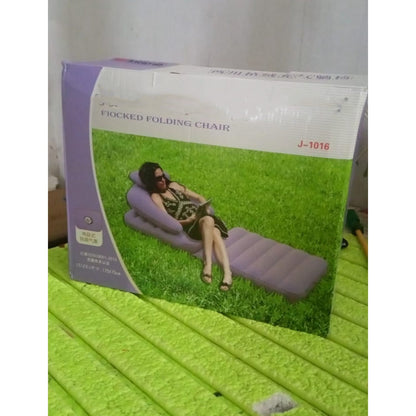 2 in 1 Air Mattress & Lounger, Portable Inflatable Mattress Air Sofa With Air Hand Pump (175Ãƒâ€”75 cm)