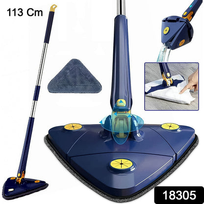 360Ã‚Â° Rotatable Mop Triangle Mop with Long Handle (1 Pc / 113 Cm)