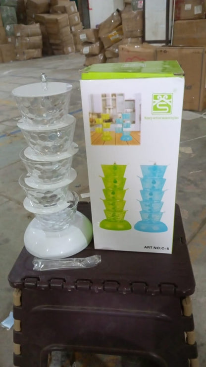 5 Section 360Ã‚Â° Rotating Vertical Seasoning Box Plastic Pickle Tower | Spice Rack (5 Layer with 5 Plastic Spoon / 1 Set)