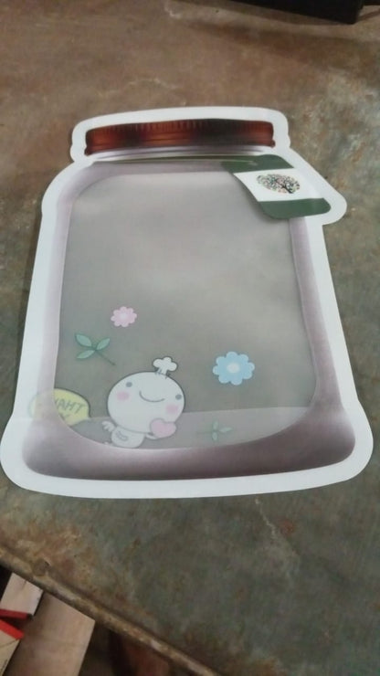 Plastic Transparent Big Jar Shaped Pouch With Zipper (2 Pc)