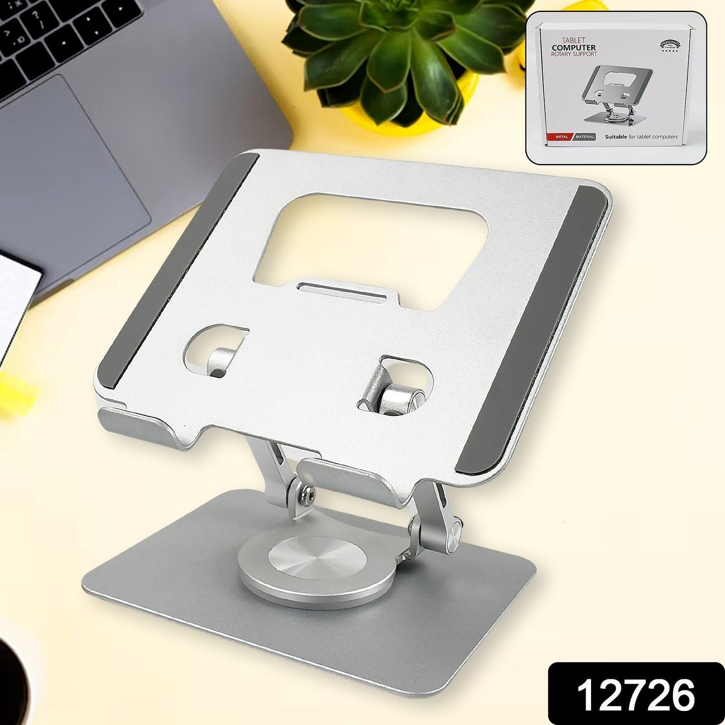 Aluminum Alloy 360Ã‚Â°Rotating Bracket, Adjustable Tablet Stand, Portable Foldable Ergonomic Tablet Support