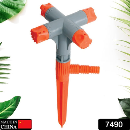 360Ã‚Â° Rotating Garden Sprinkler Ã¢â‚¬â€œ Adjustable 4-Arm Lawn Water Sprayer