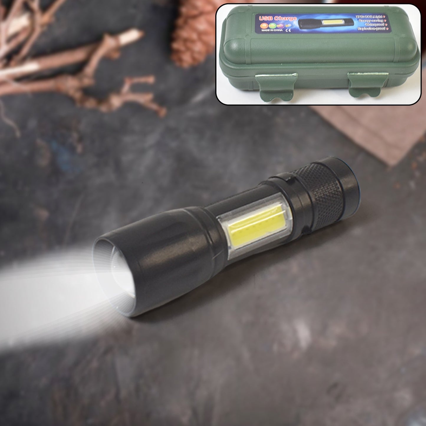 LED USB Rechargeable Mini Flashlight Ã¢â‚¬â€œ Ultra-Bright Zoom & COB Side Lantern, Tactical Emergency Light