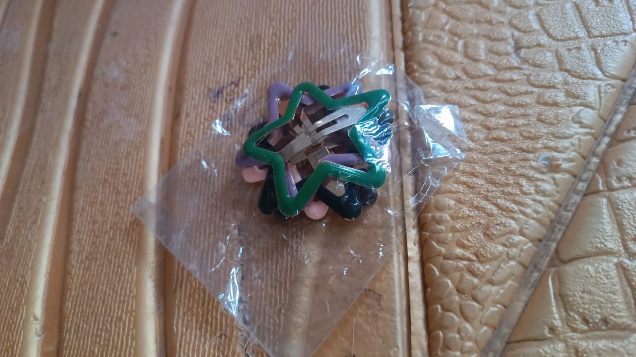 Metal Printed Star Shape Hair Clips (5 Pcs Set)