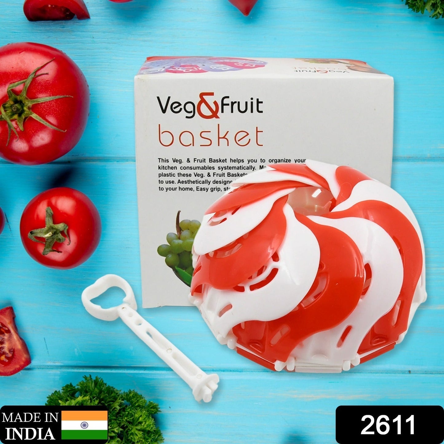 Folding Fruit Basket with Hanging Stand Ã¢â‚¬â€œ Lotus Shape Tray for Fruits & Vegetables (1 Pc)