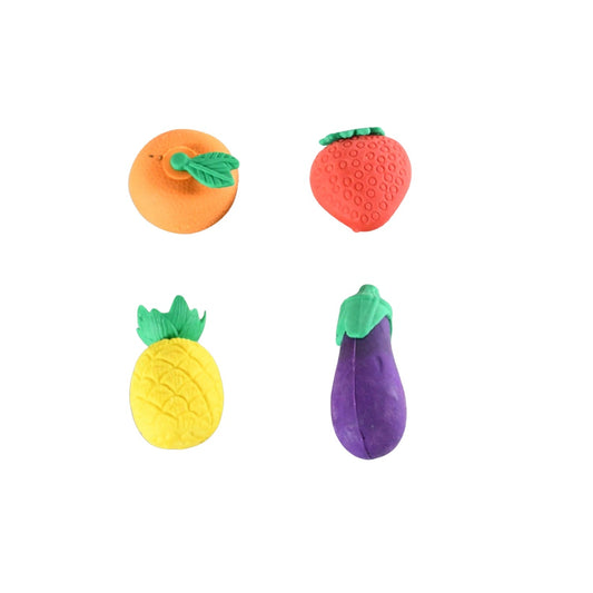 Mini Cute Veg & Fruit Erasers Ã¢â‚¬â€œ 3D Colorful Eraser Set for Kids (4 Pc)