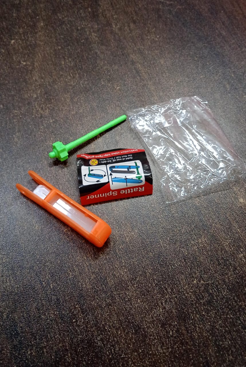 Small Colourful Non-Toxic Plastic Rattle Spinner Toys for Babies, Kids (5 Pc / Mix Color & Design)