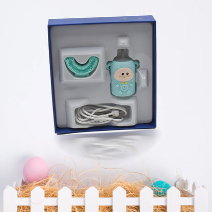 Electric Toothbrush With Light & Music, Kids U-Shaped 360Ãƒâ€šÃ‚Â° USB Rechargeable Plastic Automatic Toothbrush Portable Adjustable Cleaning Whitening Toothbrush with USB Charging Function Plastic + ABS for Kids