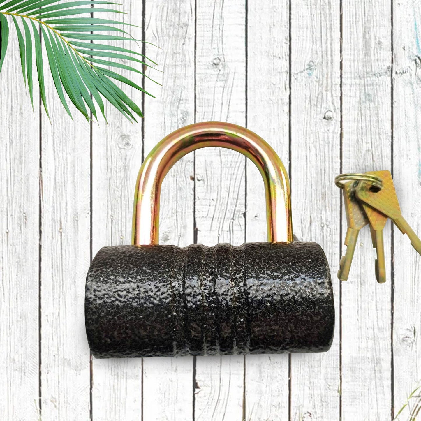 Heavy-Duty Iron Padlock Ã¢â‚¬â€œ 82mm Black Spray Lock with Brass Core & 5 Keys, Waterproof & Anti-Theft