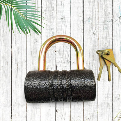 Heavy-Duty Iron Padlock Ã¢â‚¬â€œ 82mm Black Spray Lock with Brass Core & 5 Keys, Waterproof & Anti-Theft