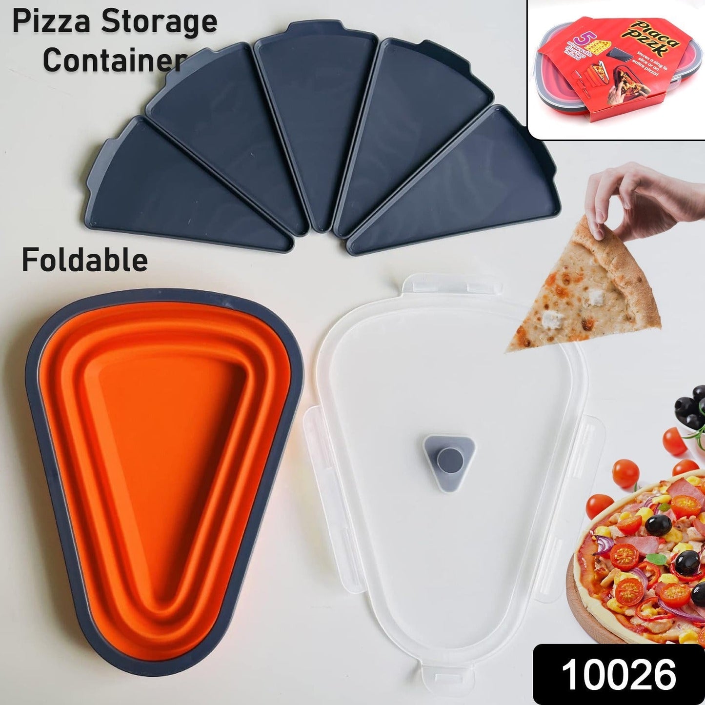 Reusable Expandable Pizza Storage Container with 5 Microwavable Trays Ã¢â‚¬â€œ Adjustable for Home & Outdoor Use