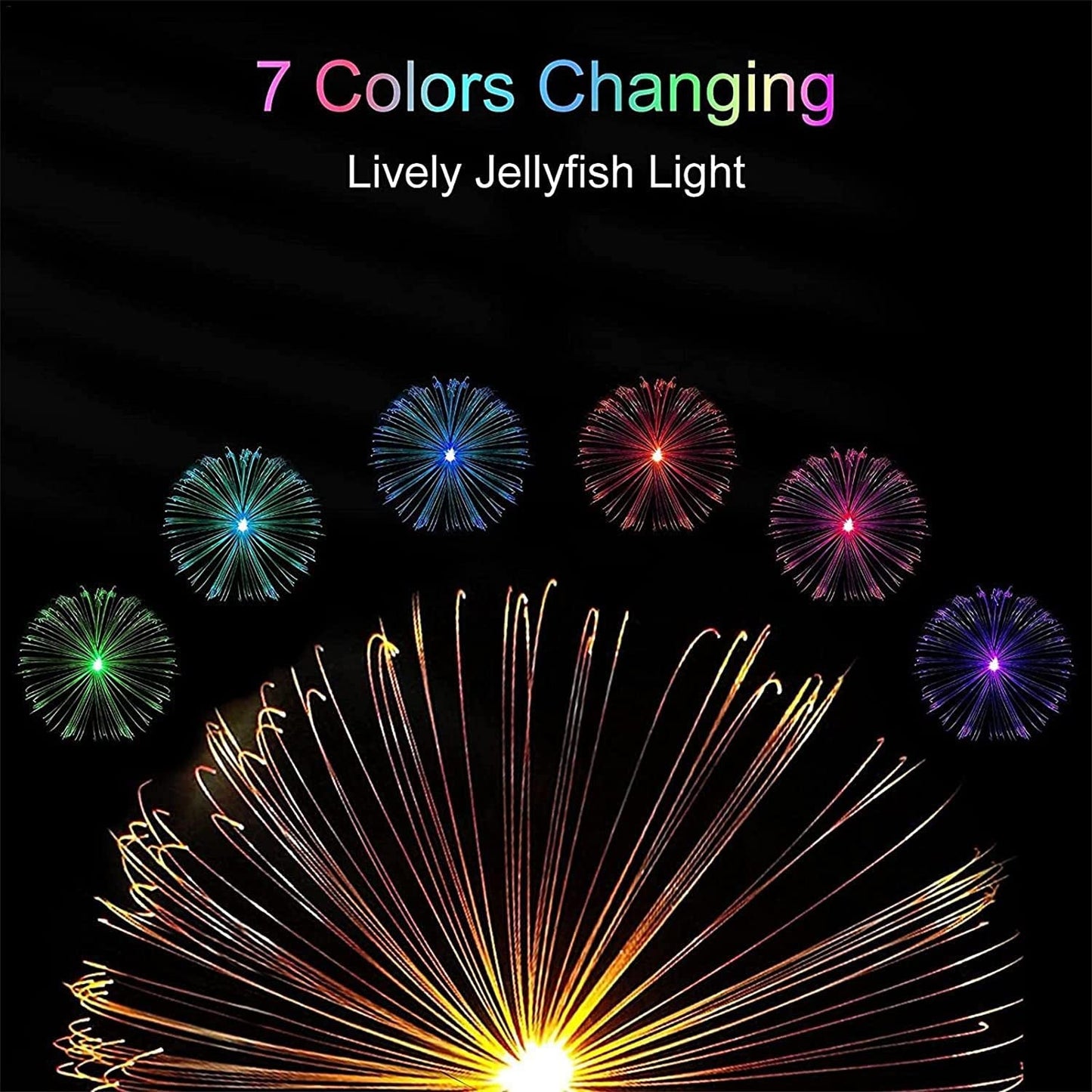 Solar Outdoor Lights Ã¢â‚¬â€œ 7-Color Waterproof Jellyfish Like Firework Home Decor (2pcs)