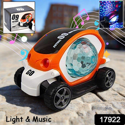 360Ã‚Â° Rotating Stunt Car Toy Ã¢â‚¬â€œ Bump & Go with 4D Lights, Music & Disco Ball (1 Pc, Battery Not Included)