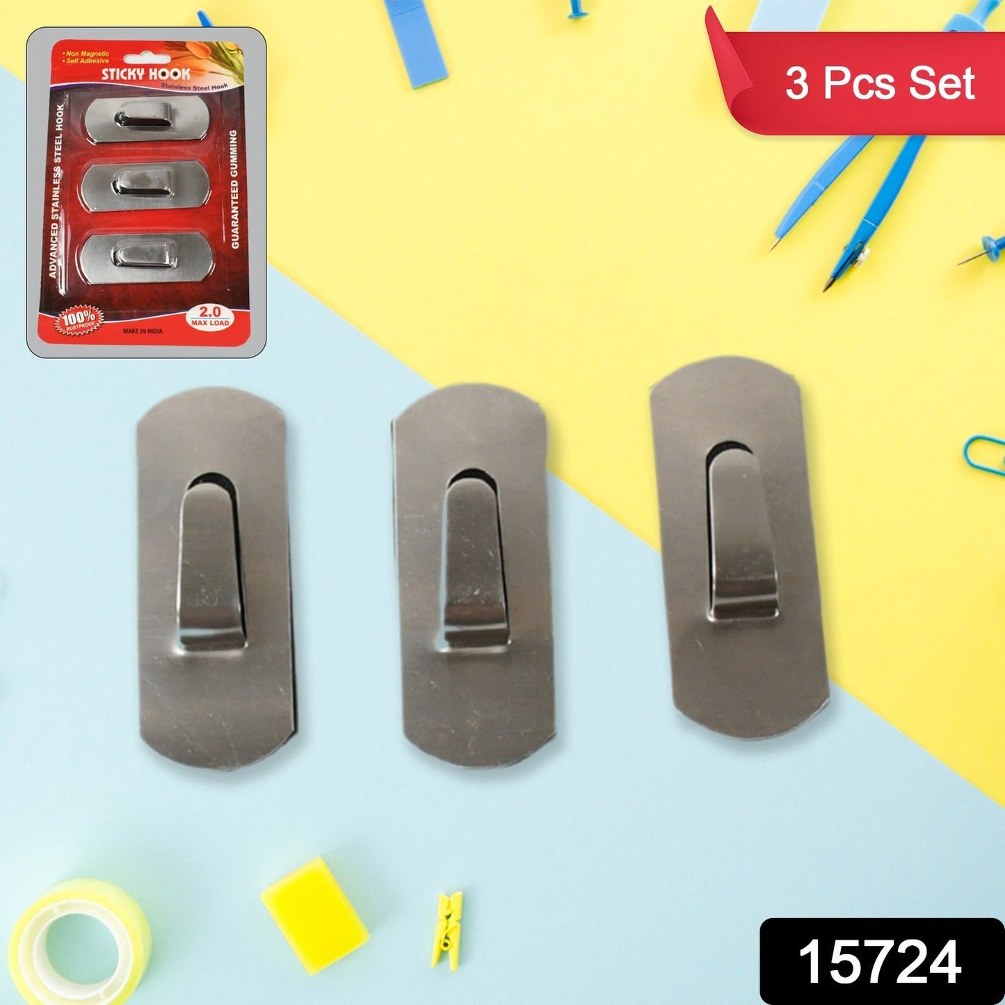 Heavy Duty Self-Adhesive Stainless Hooks Ã¢â‚¬â€œ Waterproof for Robes, Coats & Towels