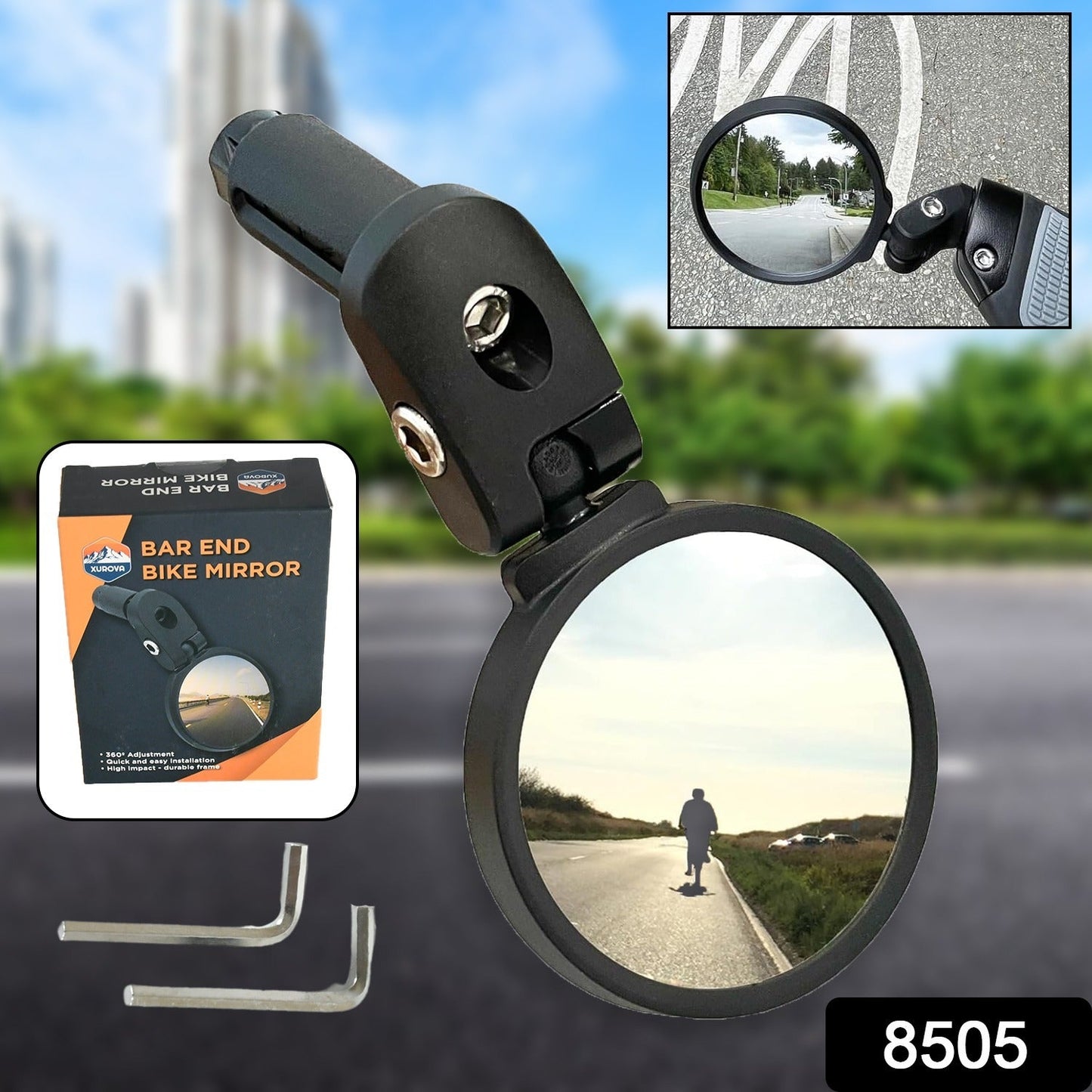 Bar End Bike Mirror: 360Ã‚Â° Rotatable & Foldable (1 Pc)