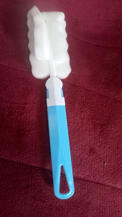 Sponge Cleaning Brush Kitchen Tool Bottle Soft Brush for Dishes| Cleaning Brush Cleaner with Plastic Long Handle, Soft Dish Washing Foam Cleaning Brushes For Cups Mugs Kettles Wine Glasses and Baby Bottles (3 Pc)