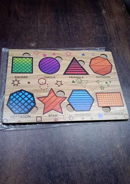 Wooden Triangles Puzzle Learning Educational Board (1 Set / 28Ãƒâ€”20 Cm)