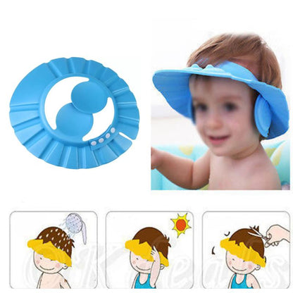 Soft and adjustable shower cap for babyâ€™s safety.