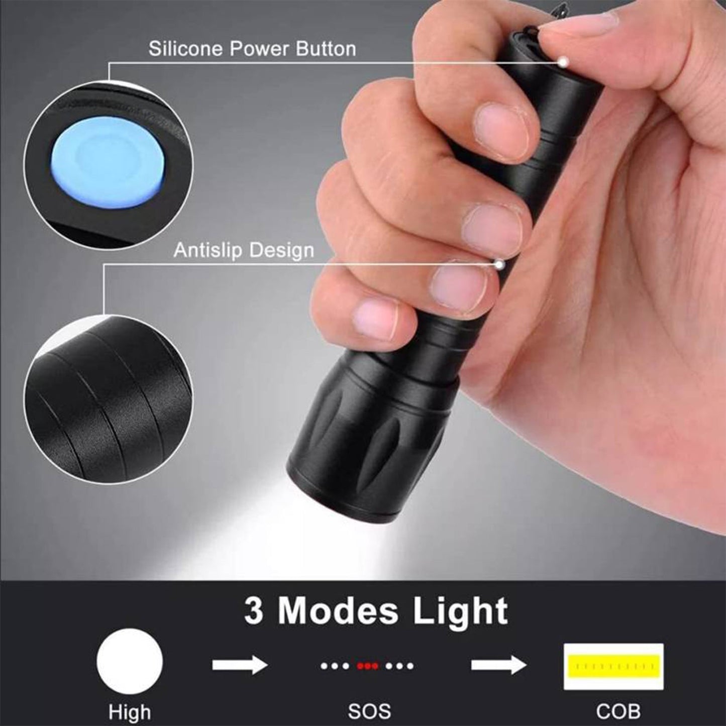LED USB Rechargeable Mini Flashlight Ã¢â‚¬â€œ Ultra-Bright Zoom & COB Side Lantern, Tactical Emergency Light