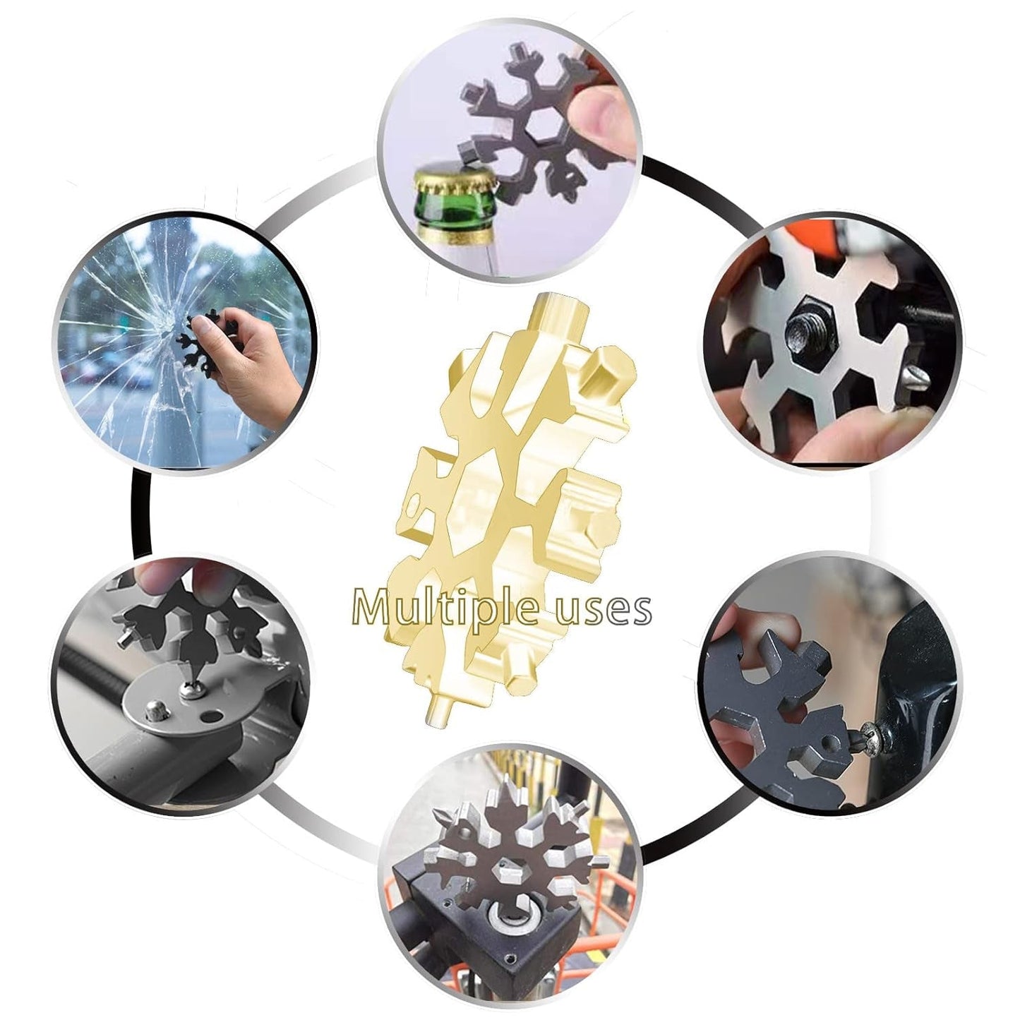 18-in-1 Snowflake Multi-Tool Ã¢â‚¬â€œ Portable Bottle Opener, Screwdriver & Wrench