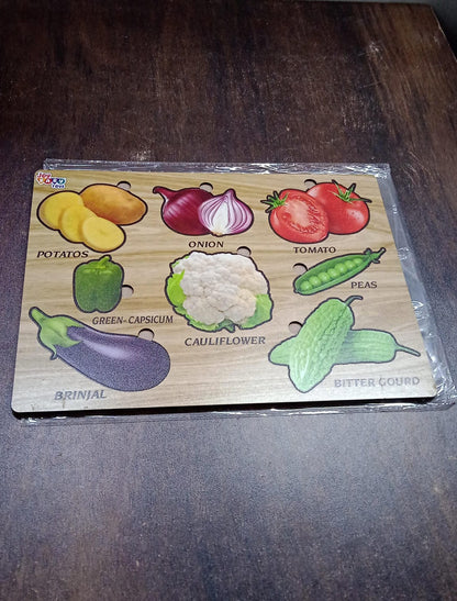 Wooden Vegetable Puzzle Learning Educational Board (1 Set / 28Ãƒâ€”20 Cm)