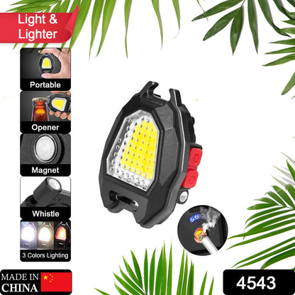 Triangular Camping Flashlight with Lighter Ã¢â‚¬â€œ 6 Modes, 3 Colors, Waterproof, Magnetic Keychain