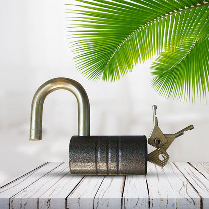 Heavy-Duty Iron Padlock Ã¢â‚¬â€œ 82mm Black Spray Lock with Brass Core & 5 Keys, Waterproof & Anti-Theft