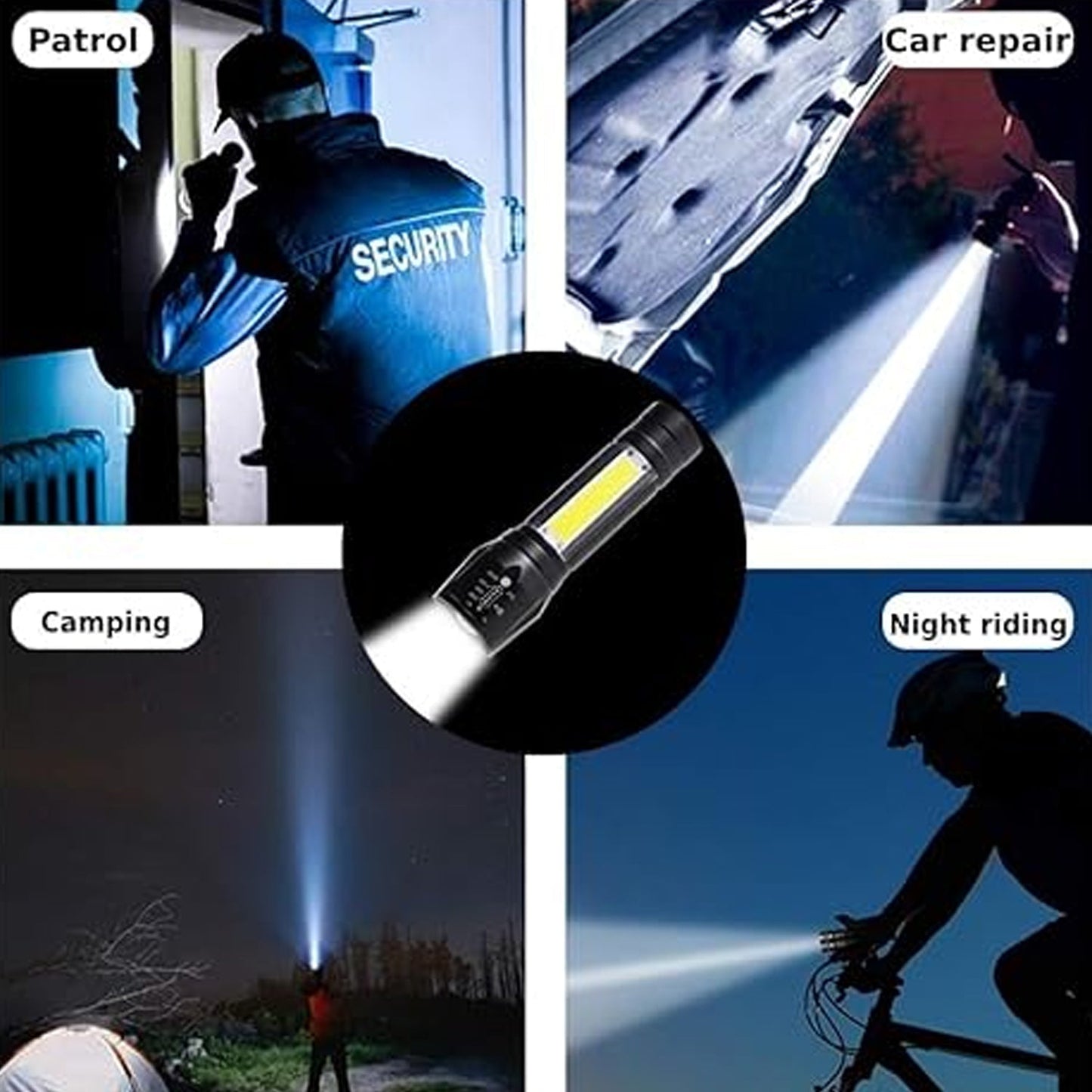LED USB Rechargeable Mini Flashlight Ã¢â‚¬â€œ Ultra-Bright Zoom & COB Side Lantern, Tactical Emergency Light