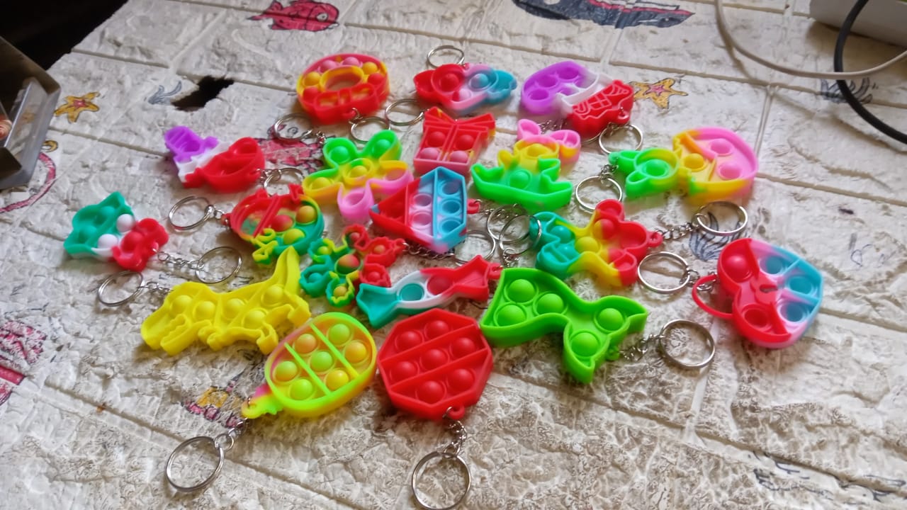 Compact Pop It Keychain Ã¢â‚¬â€œ Fun Stress Relief Fidget Toy (2 Pc | Mix Design)