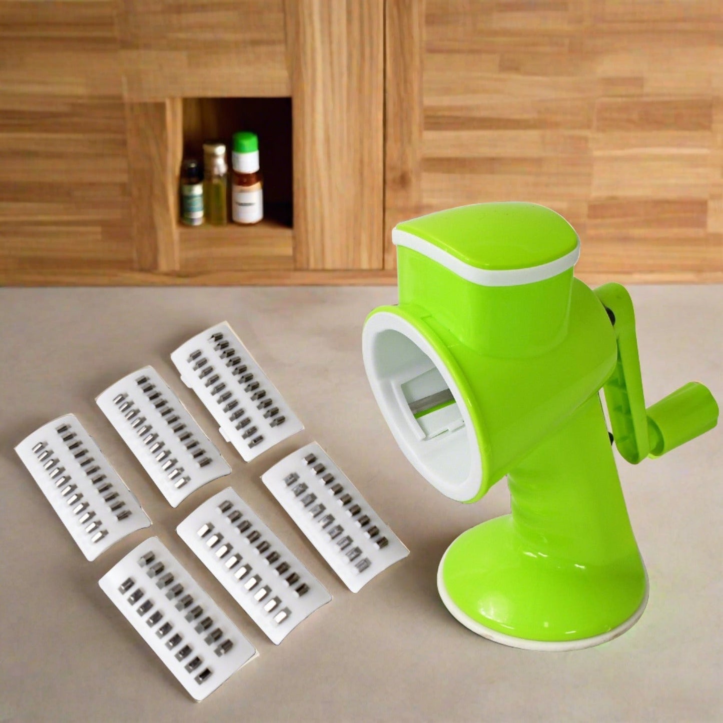 6 in 1 Multi functional Vegetable Cutter & Slicer Hand Machine Cutting, Slice, Cut Thick, Cut Silk All in one Ã¢â‚¬â€œVegetable Chopper Cutter & Slicing Cutter Barrel - Vegetable Grater with 6 Removable Blades