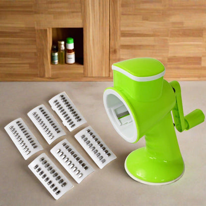 6 in 1 Multi functional Vegetable Cutter & Slicer Hand Machine Cutting, Slice, Cut Thick, Cut Silk All in one Ã¢â‚¬â€œVegetable Chopper Cutter & Slicing Cutter Barrel - Vegetable Grater with 6 Removable Blades