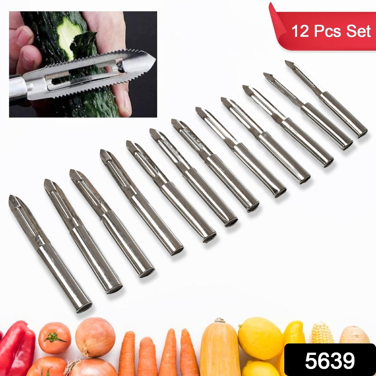 Stainless Steel Peeler Set Ã¢â‚¬â€œ Multi-Purpose Handle for Peeling & Shredding (12 Pcs Set)