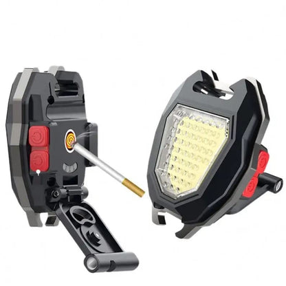 Triangular Camping Flashlight with Lighter Ã¢â‚¬â€œ 6 Modes, 3 Colors, Waterproof, Magnetic Keychain