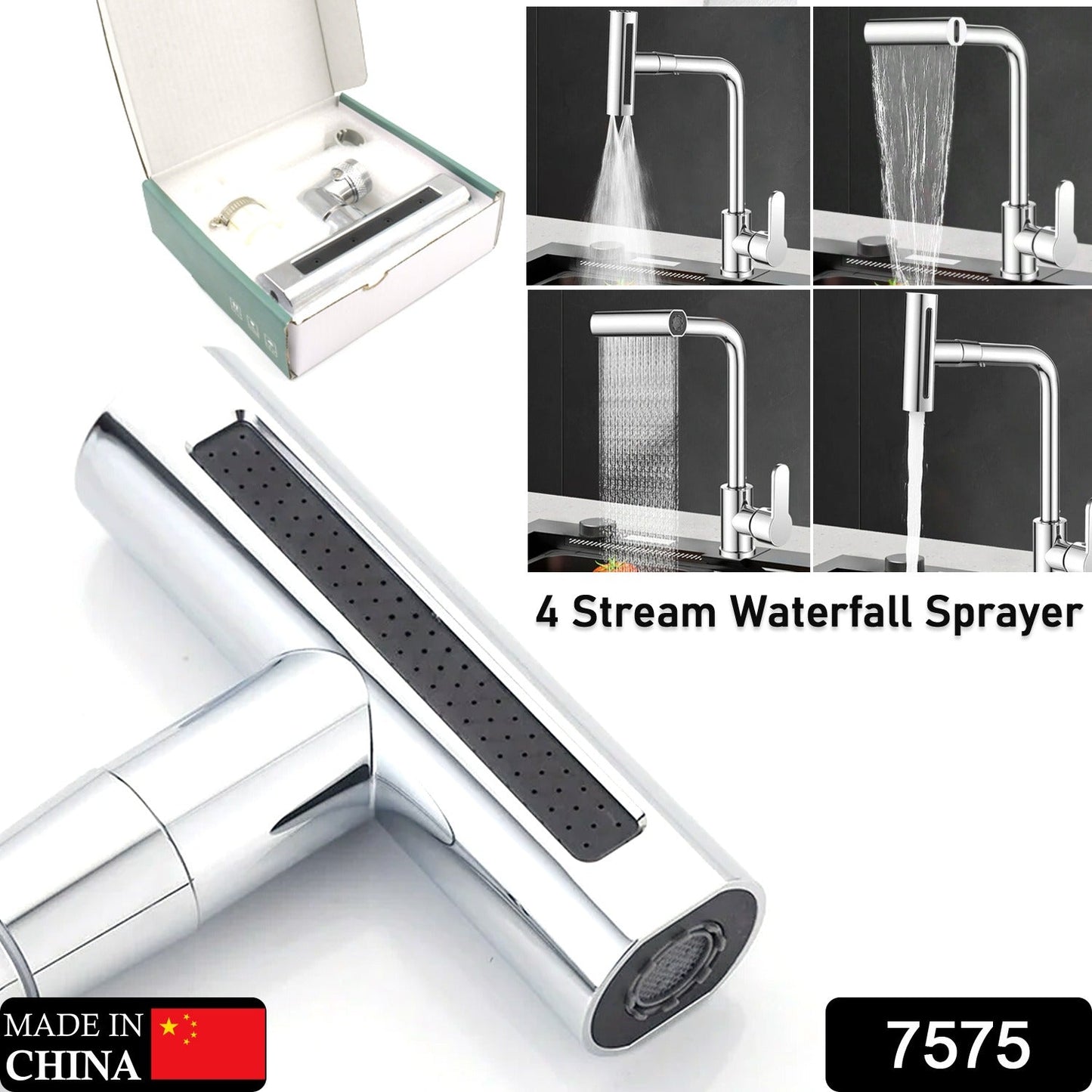 360Ã‚Â° Rotating Waterfall Kitchen Faucet Ã¢â‚¬â€œ Touch & Swivel Sink Extender (4 In 1 )