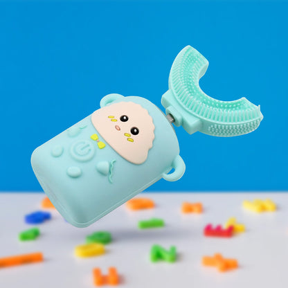 Electric Toothbrush With Light & Music, Kids U-Shaped 360Ãƒâ€šÃ‚Â° USB Rechargeable Plastic Automatic Toothbrush Portable Adjustable Cleaning Whitening Toothbrush with USB Charging Function Plastic + ABS for Kids