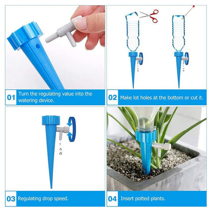 Plant Watering Spikes self Watering Spikes Water dripper for Plants, Adjustable Plant Watering Devices with Slow Release Control Valve Switch-2 pcs