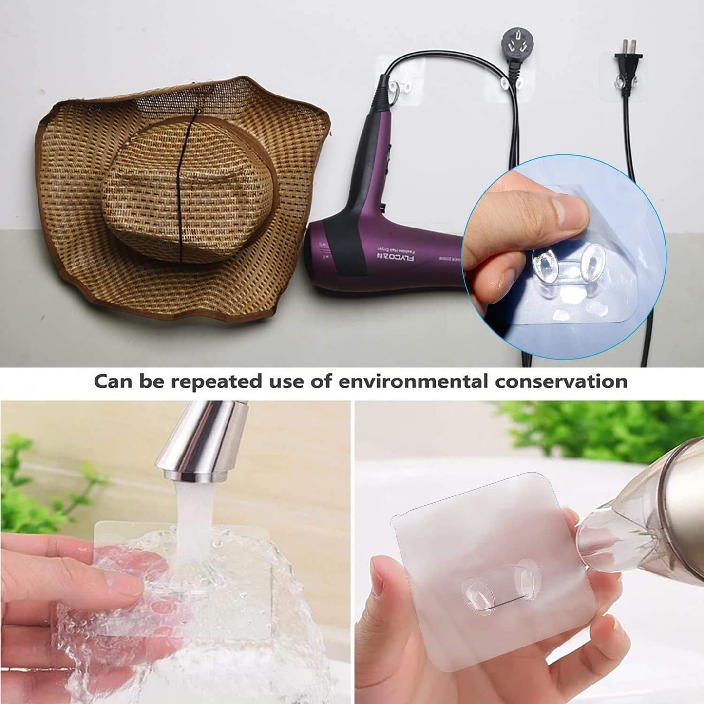 Transparent Multi-Function Wall Storage Hooks-6 pcs