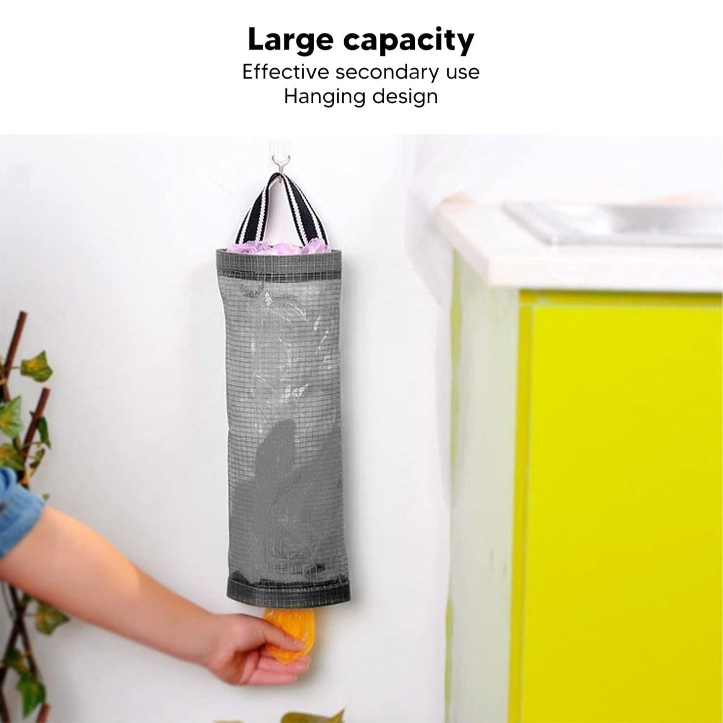 Hanging Waste Bag Holder Ã¢â‚¬â€œ Large Capacity Garbage Storage with Sturdy Handle for Home, Kitchen & Restaurant (1 Pc)