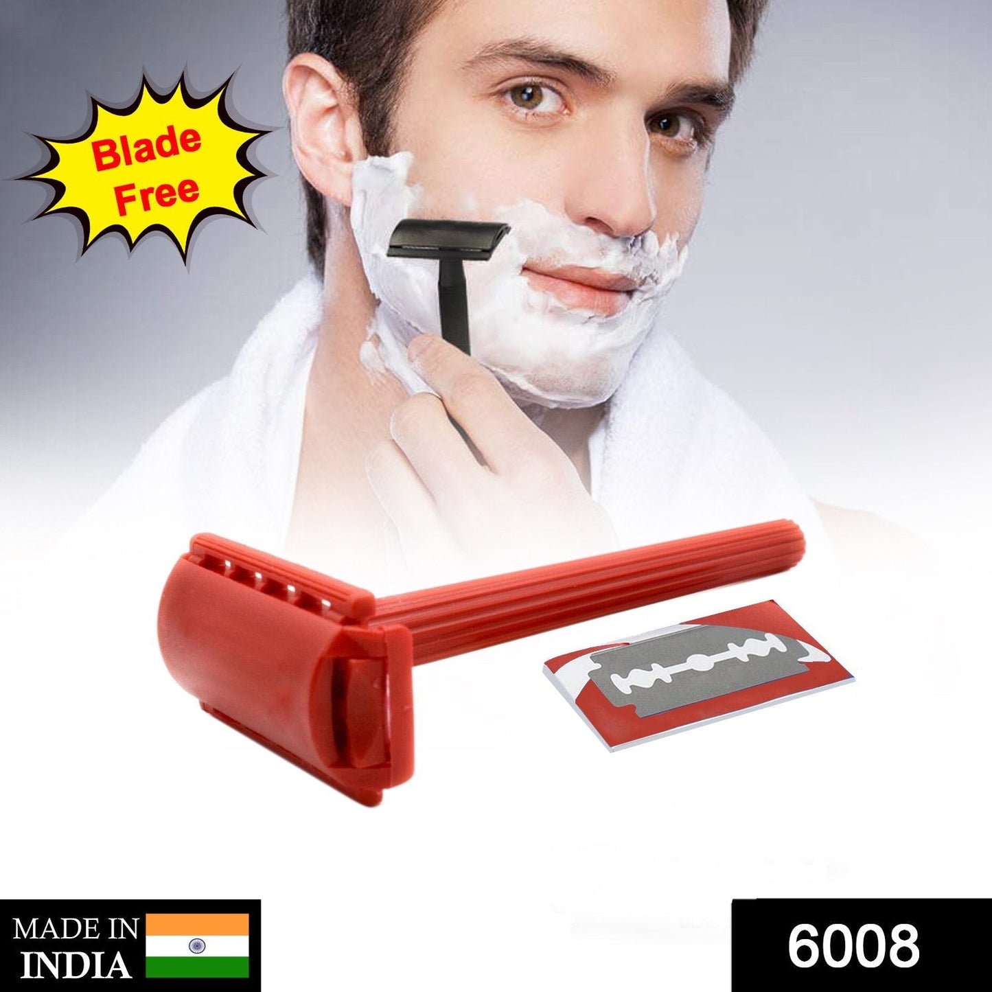 Menâ€™s shaving razor with blade in packaging