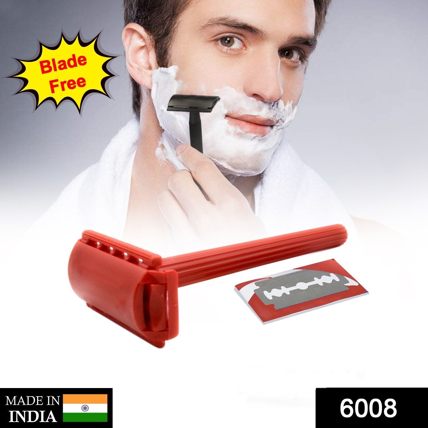 Menâ€™s shaving razor with blade in packaging