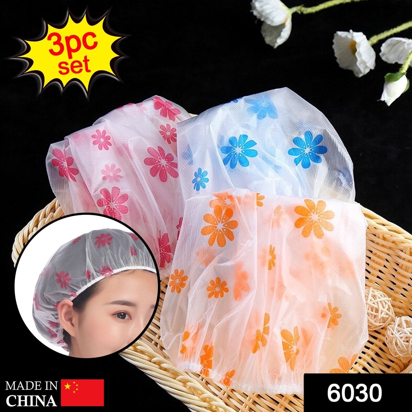 Womenâ€™s waterproof shower cap, reusable and durable