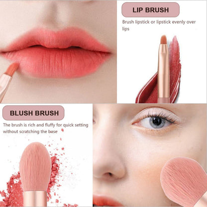 8-Piece Mini Makeup Brush Kit Ã¢â‚¬â€œ Portable Premium Synthetic Set with Case (Mix Colors)